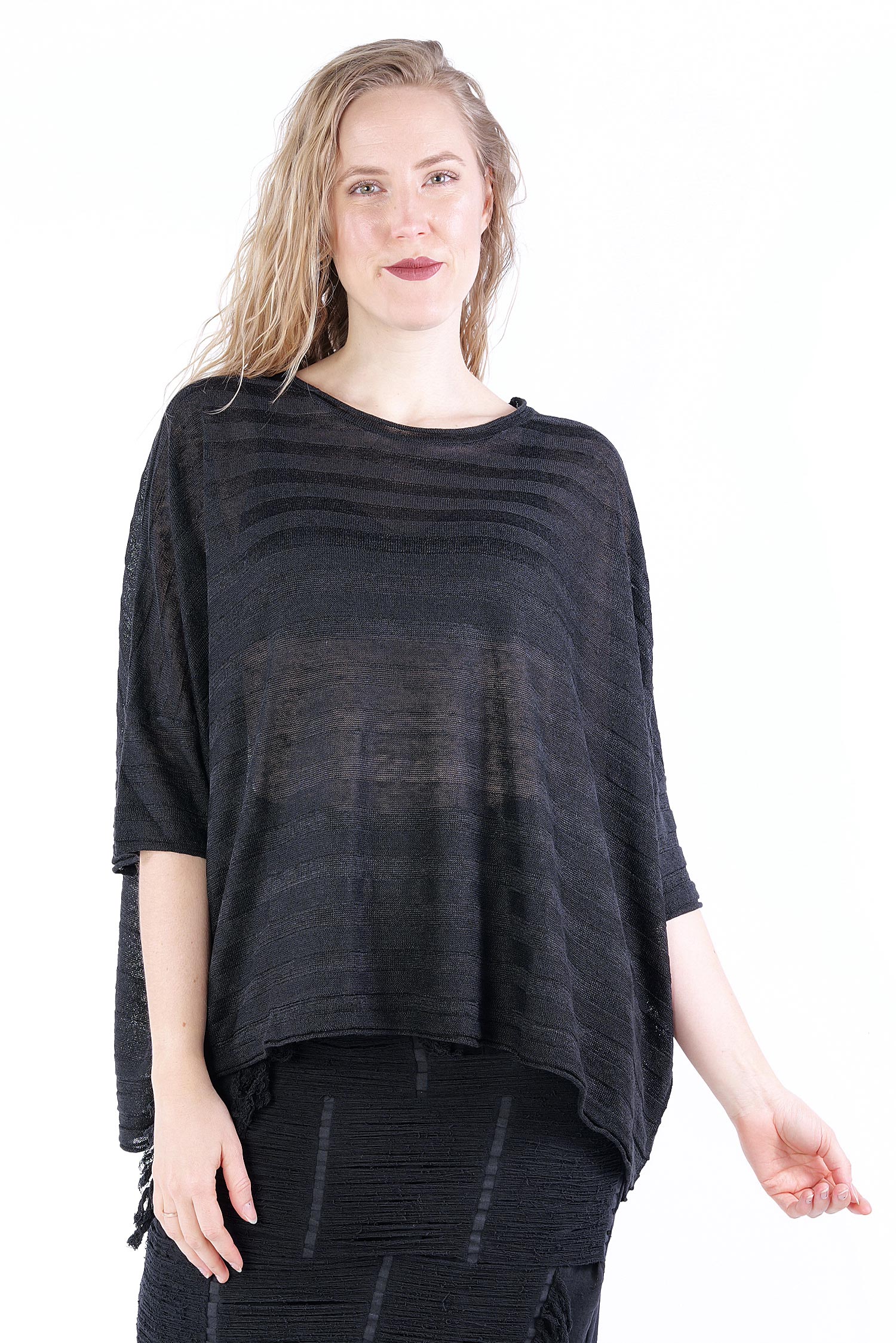 Fine knit top - 1253510701 - black