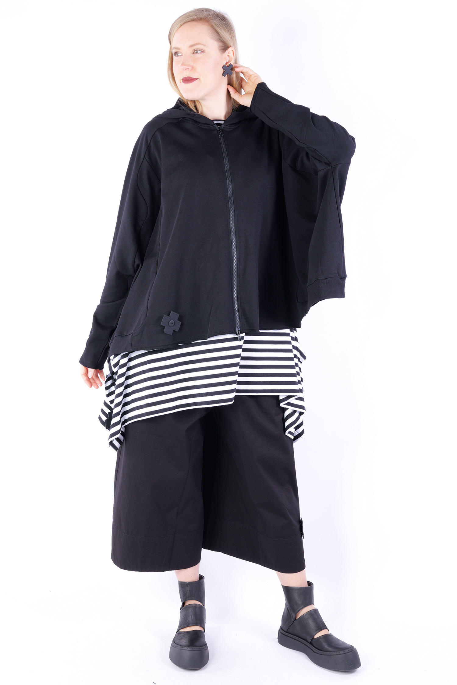 Oversize sweat jacket - Black - 2083