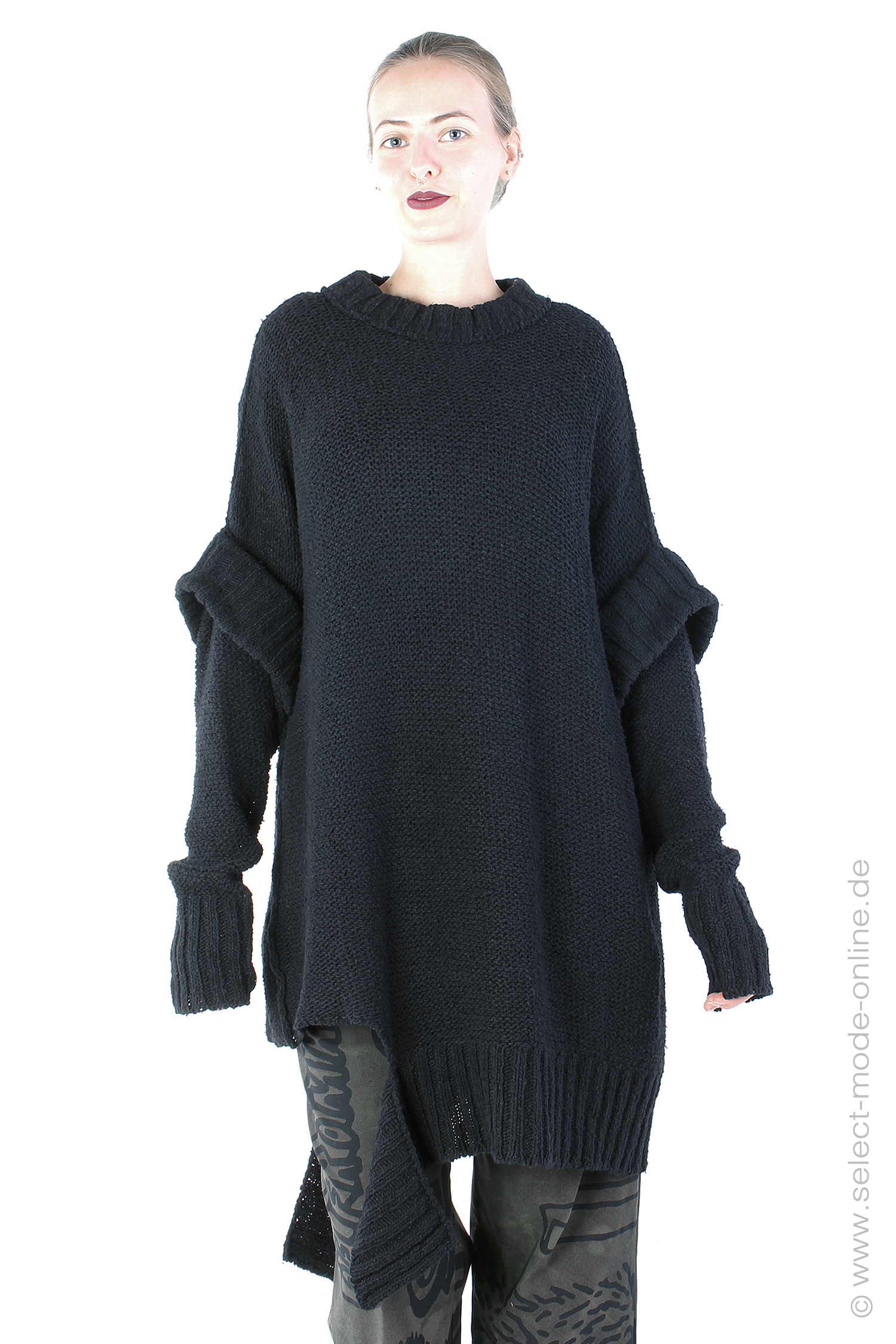 Grobstrickpullover - Schwarz - I25.3772.STR