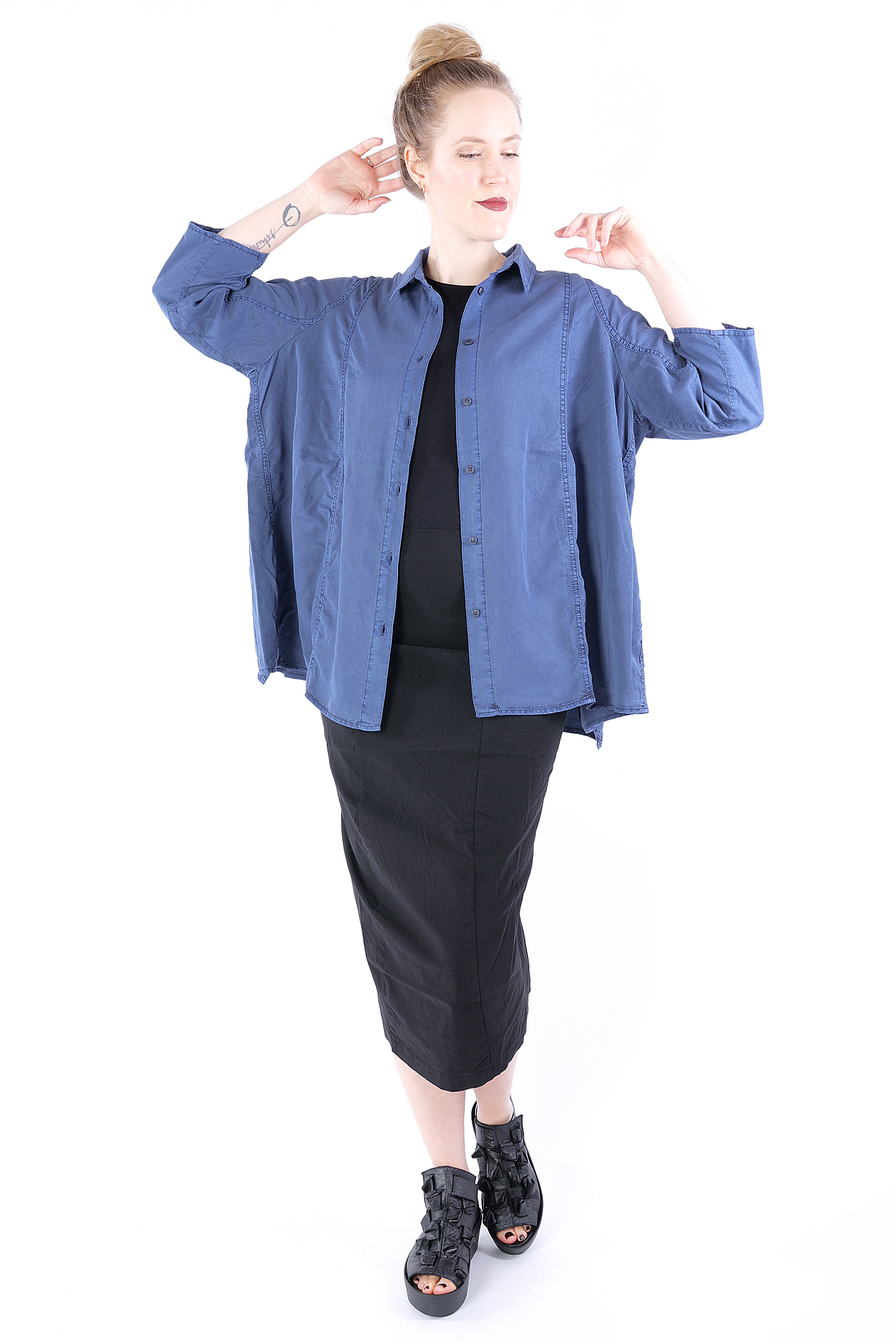 Oversize blouse - 1253200405 - navy pigment