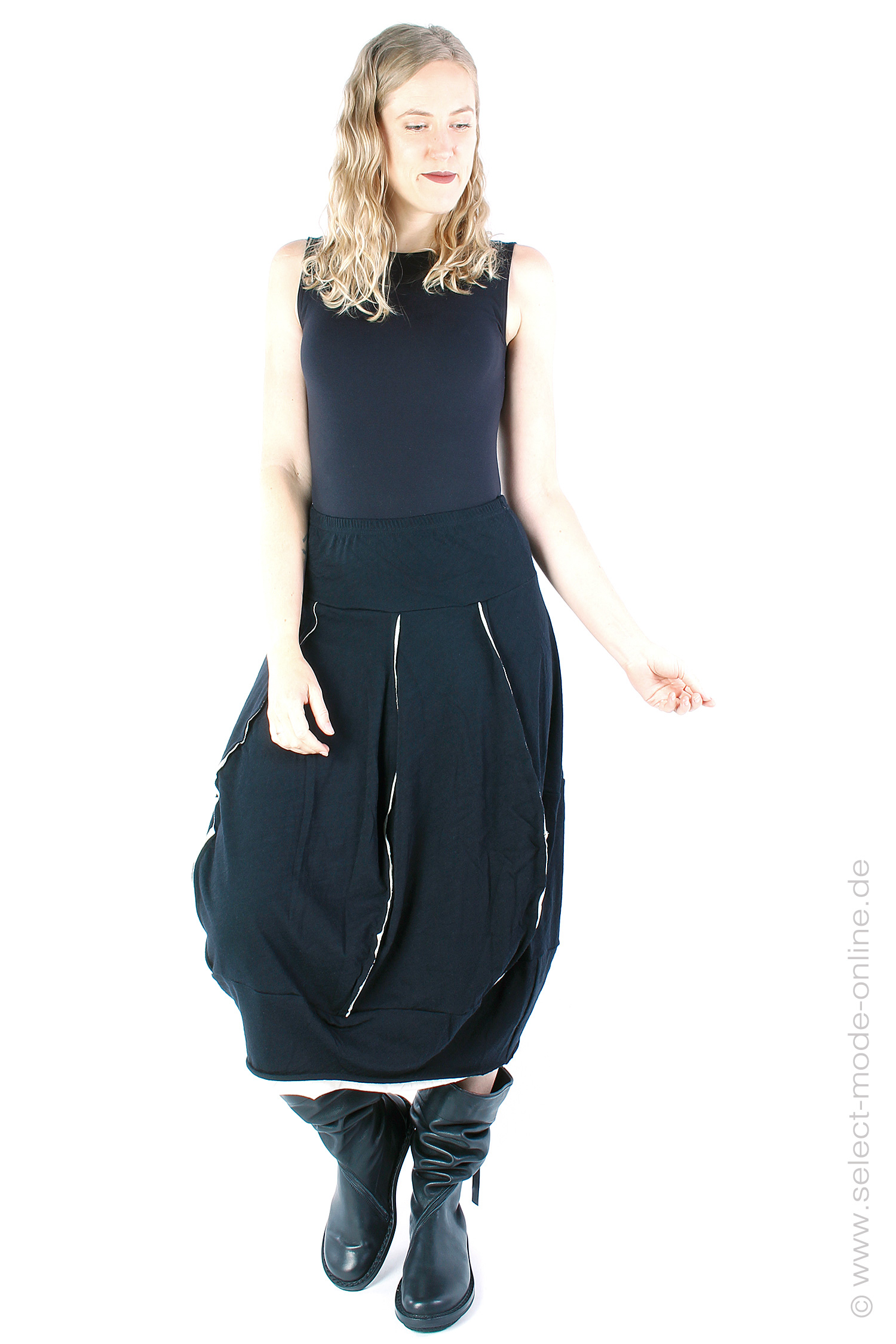 Two tone wool skirt - Black bone - 2241190307