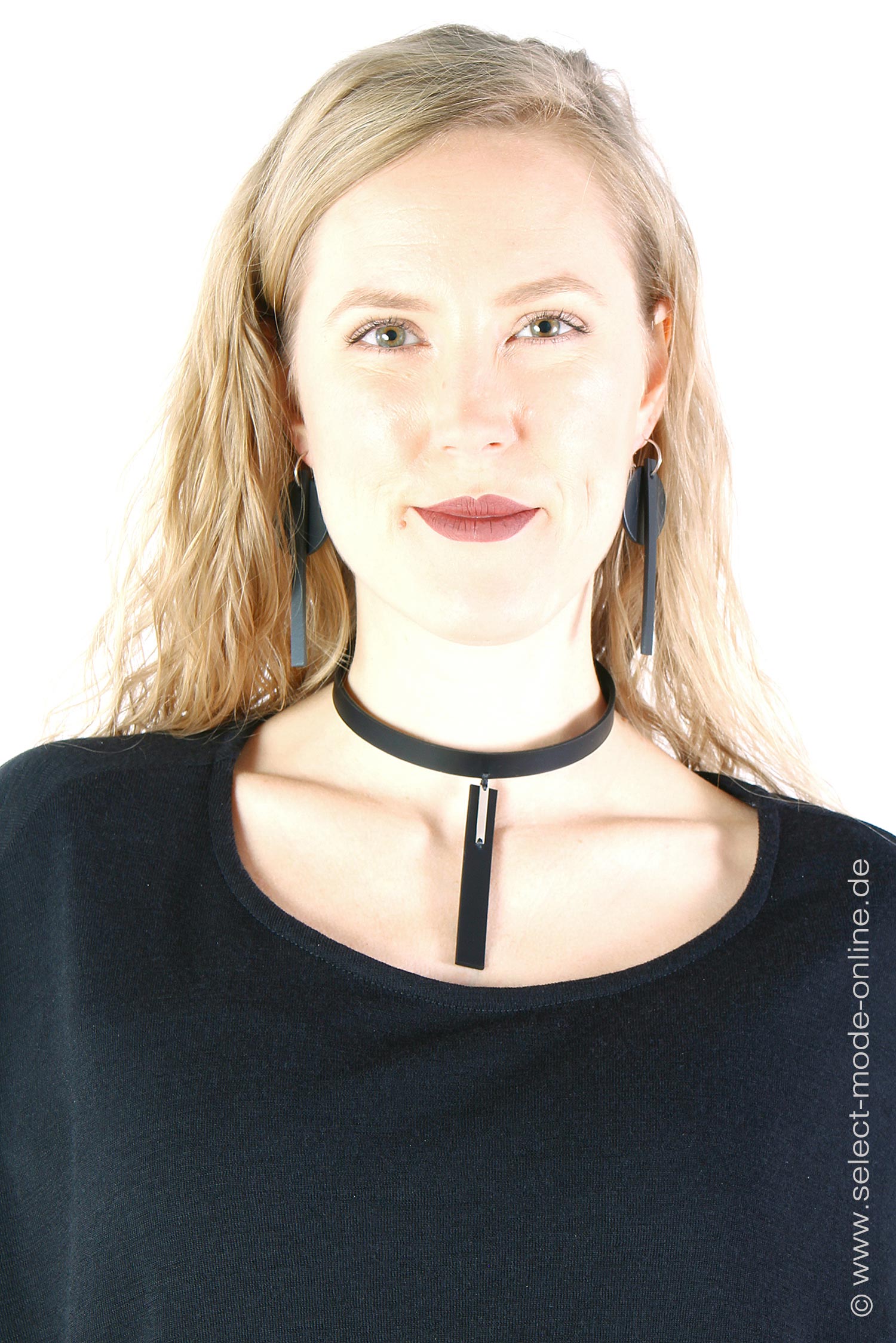 Leather necklace - Liberta_Bar_ S Mono _Choker - Black / Silver