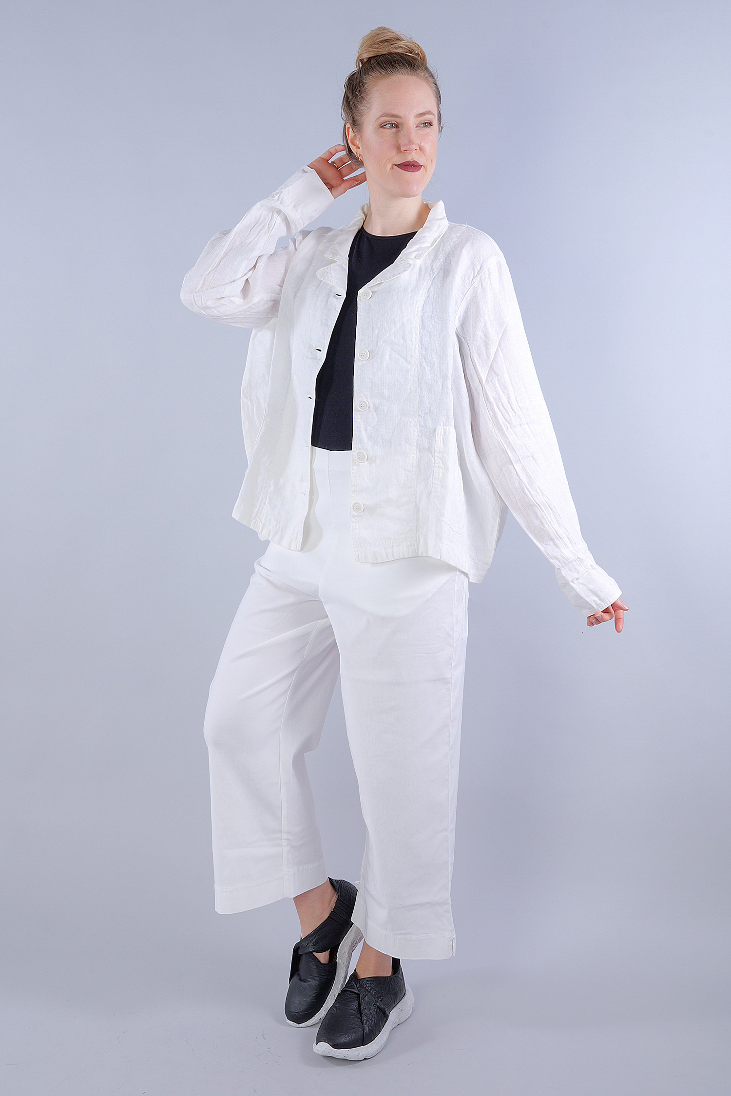 Short linen jacket - 1253541110 - offwhite