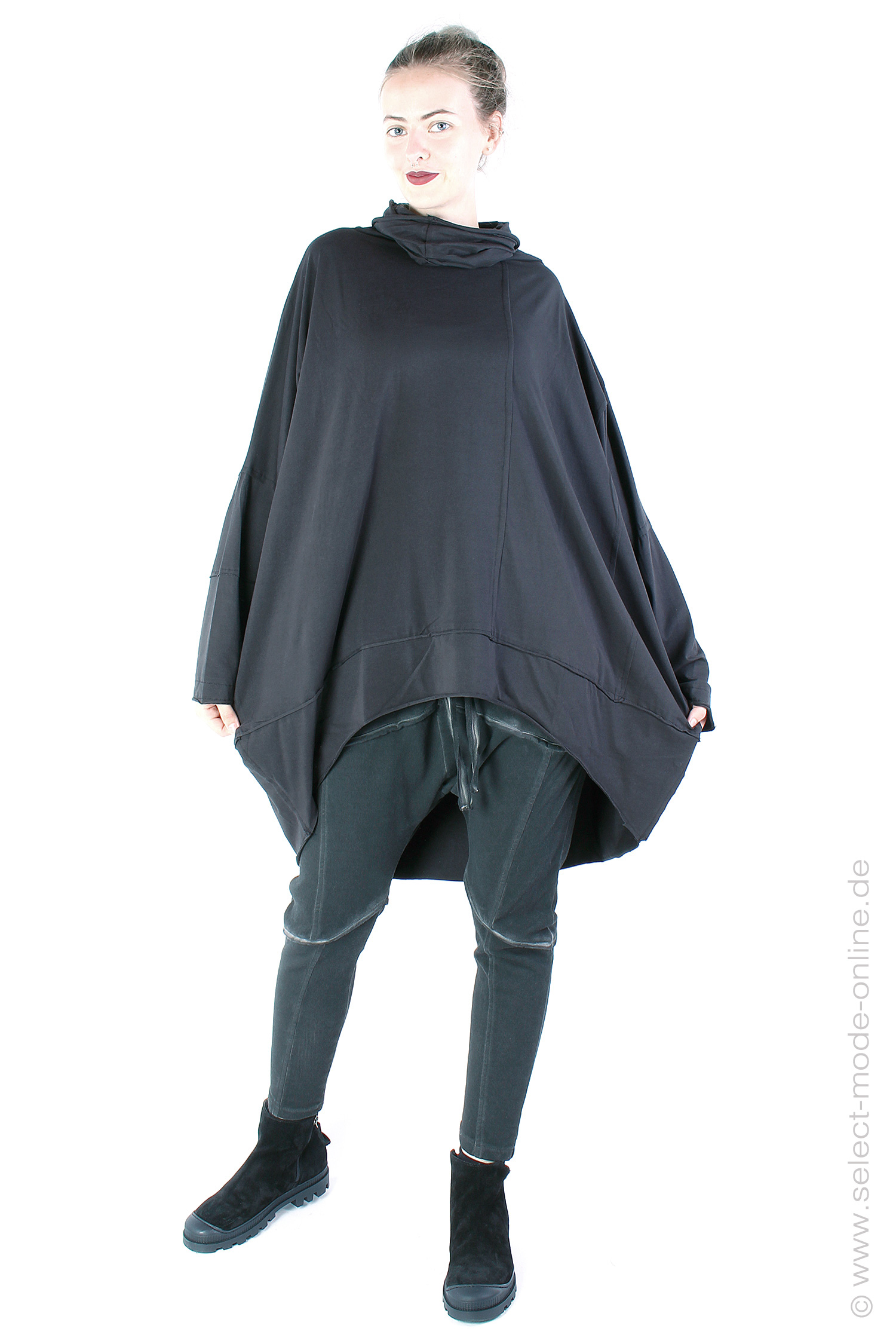 Oversize Jerseypullover - Schwarz - 23690