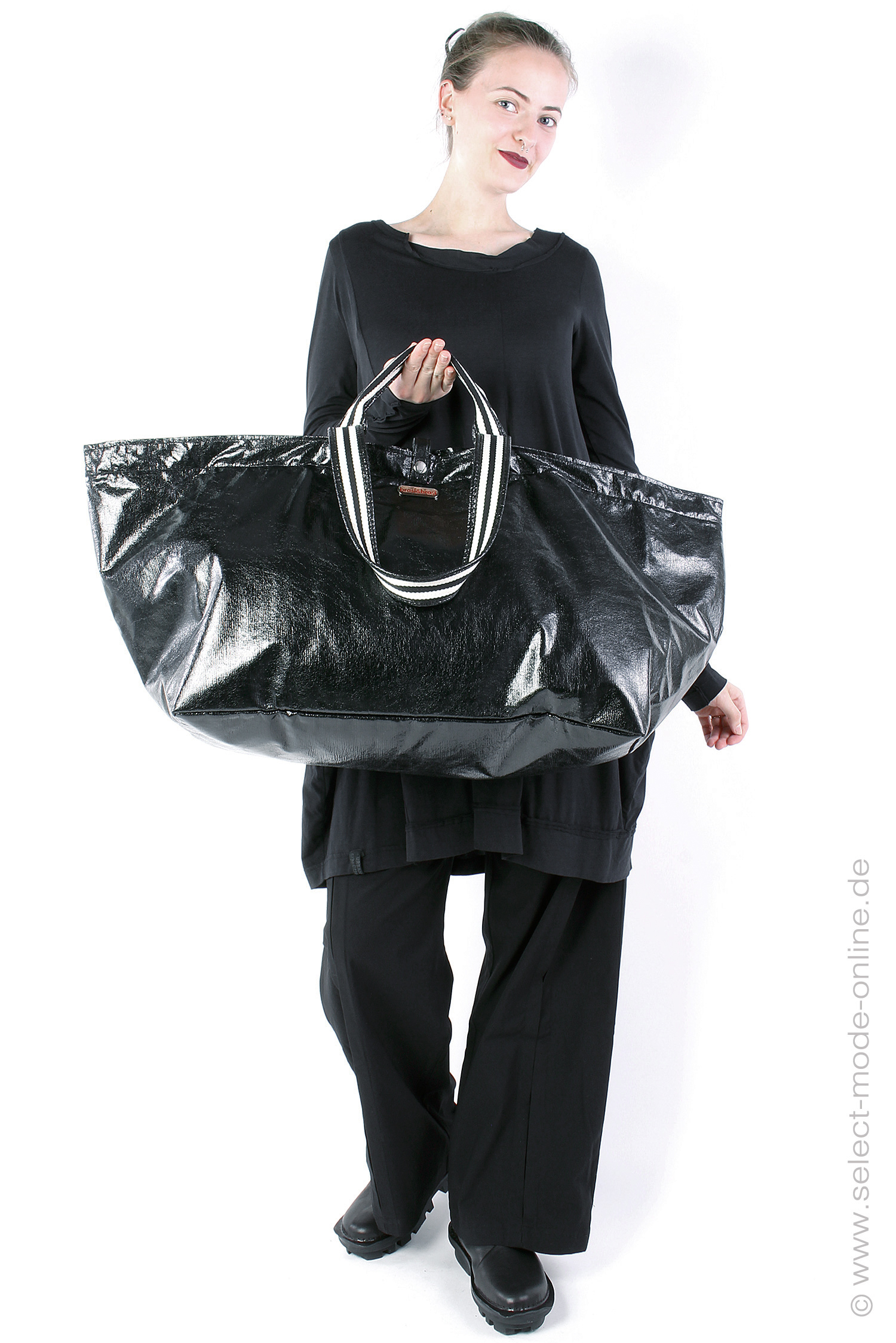 Large glitter bag - black - bigger stripe glitter Close