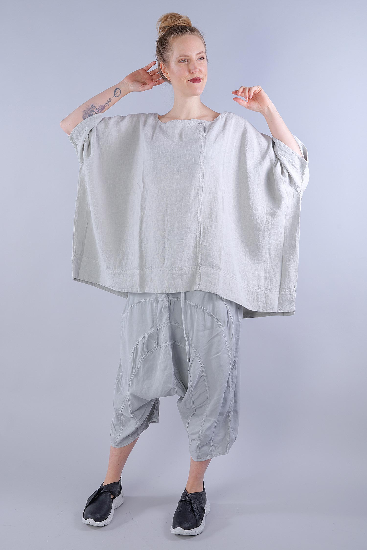 Wide linen top - 1253540506 - grey