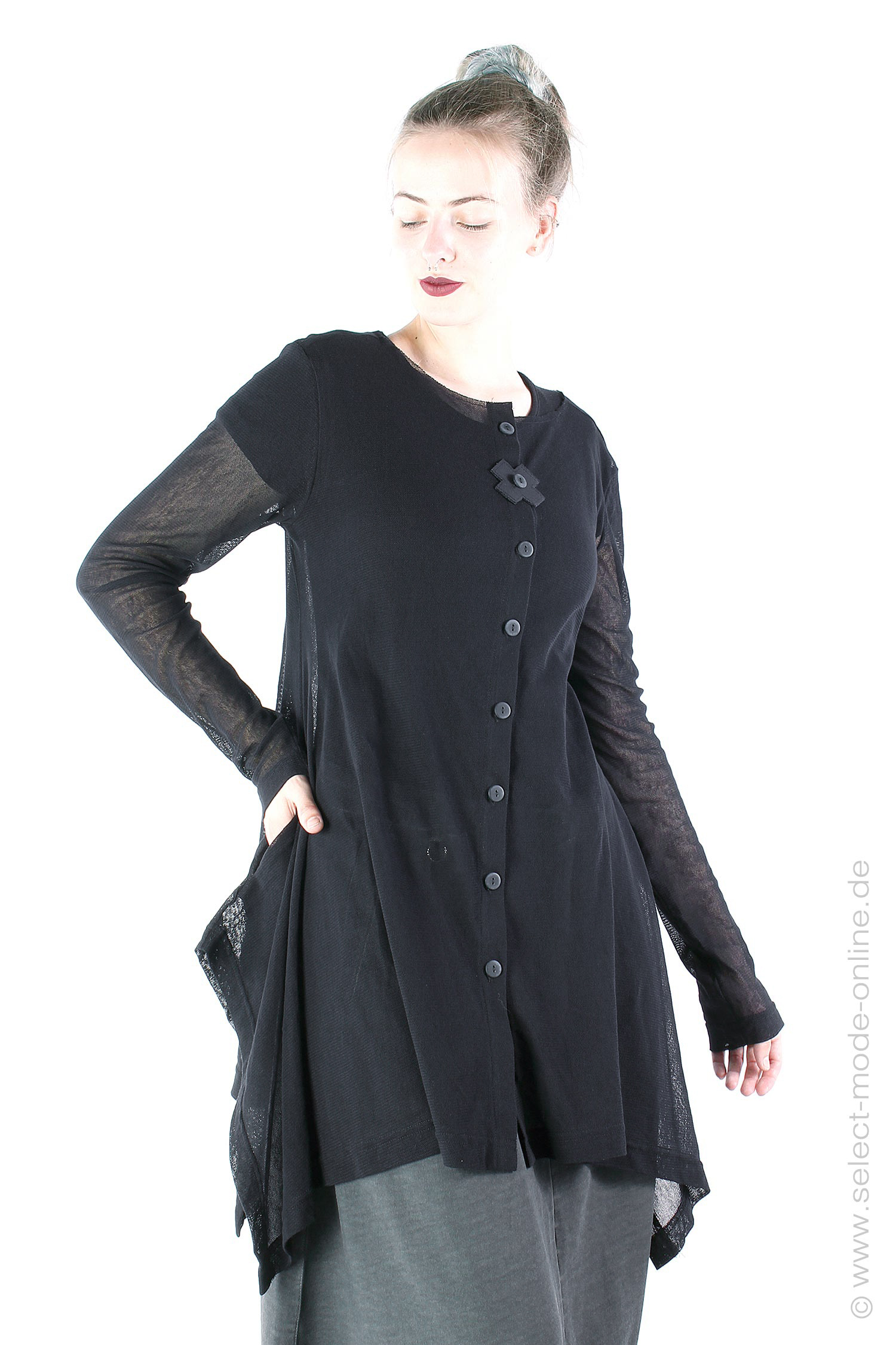 A-line tulle jacket - Black - 5062