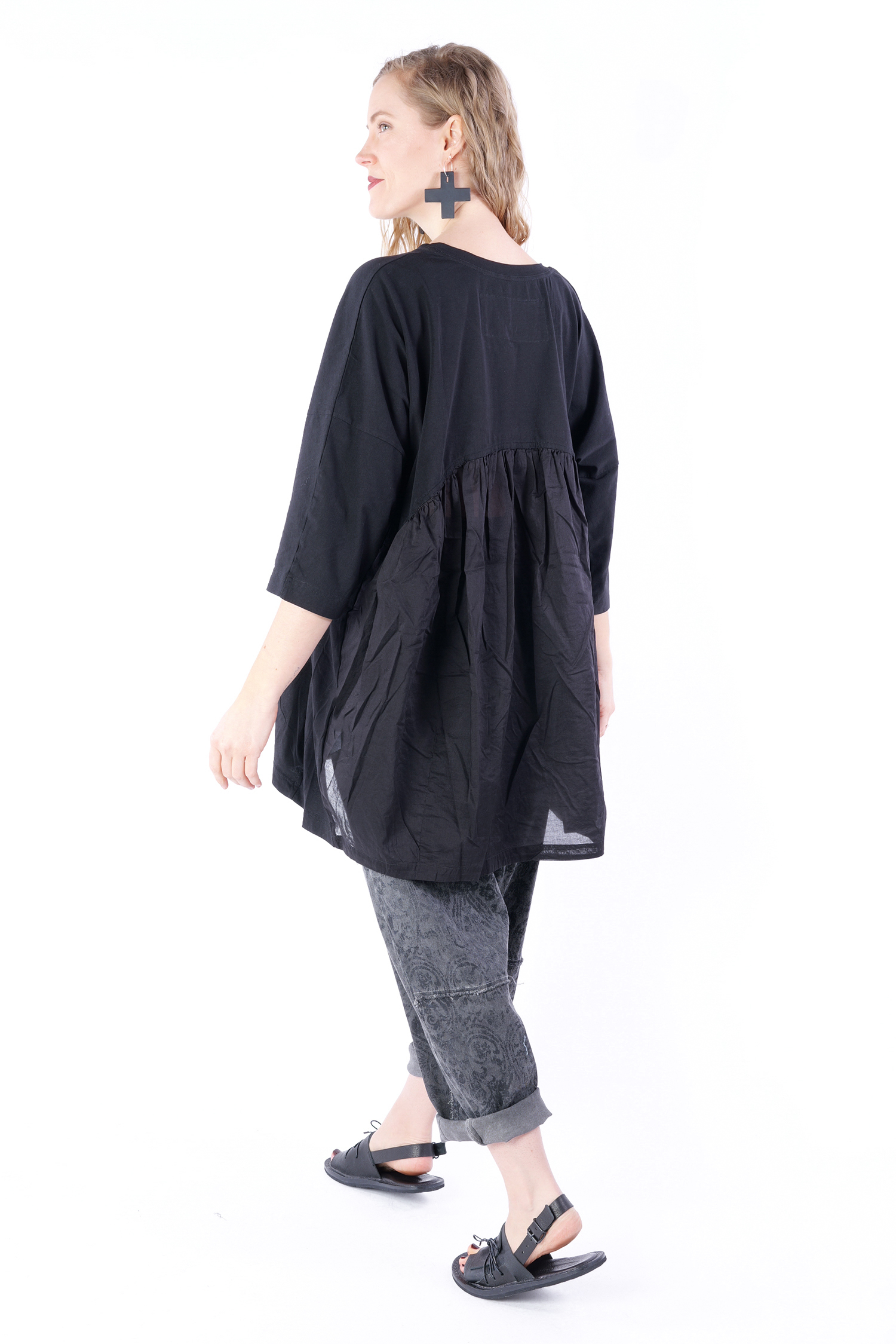 Tunic with ruffles - 1253470503 - black