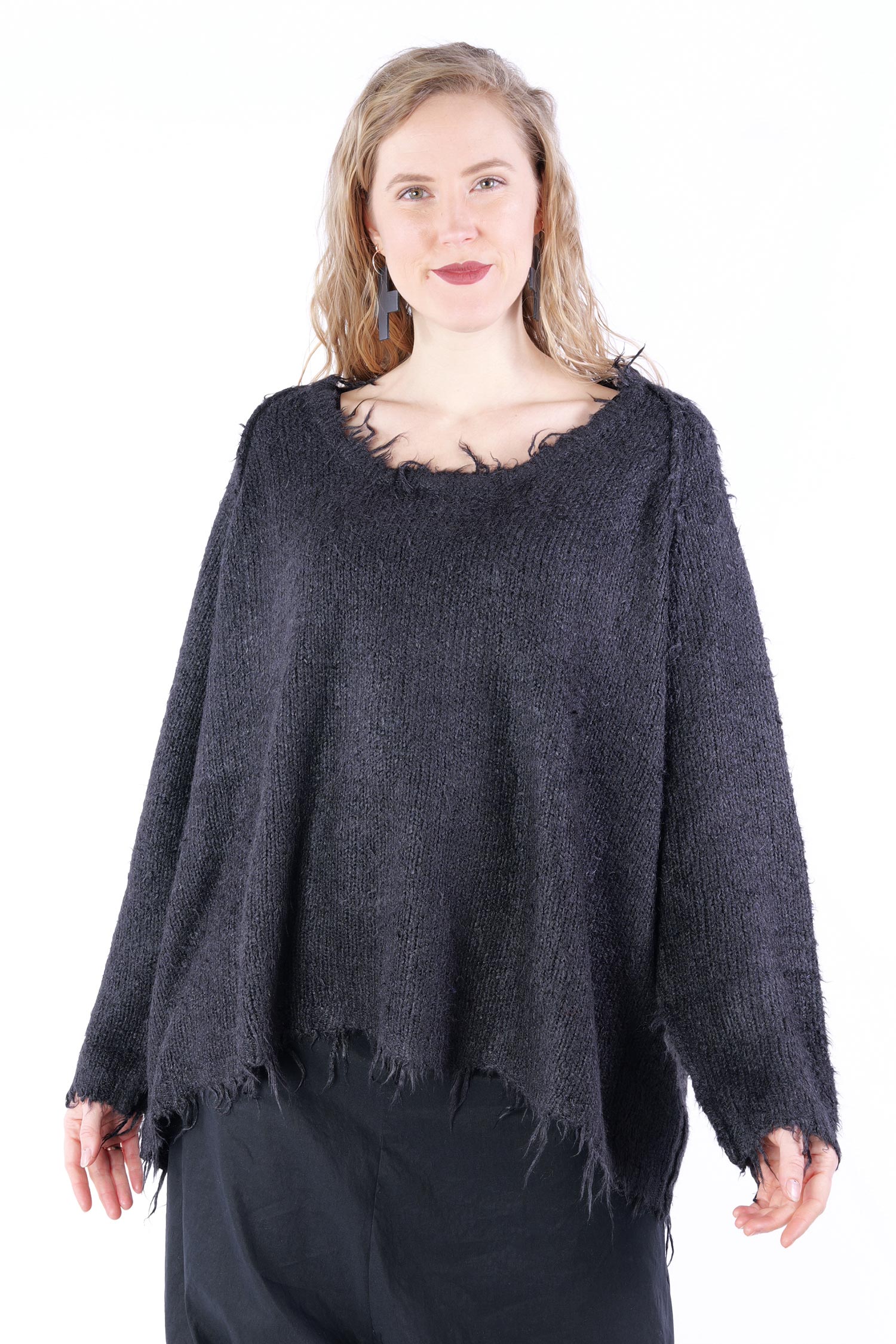 Silk knit pullover - black - 1251650702