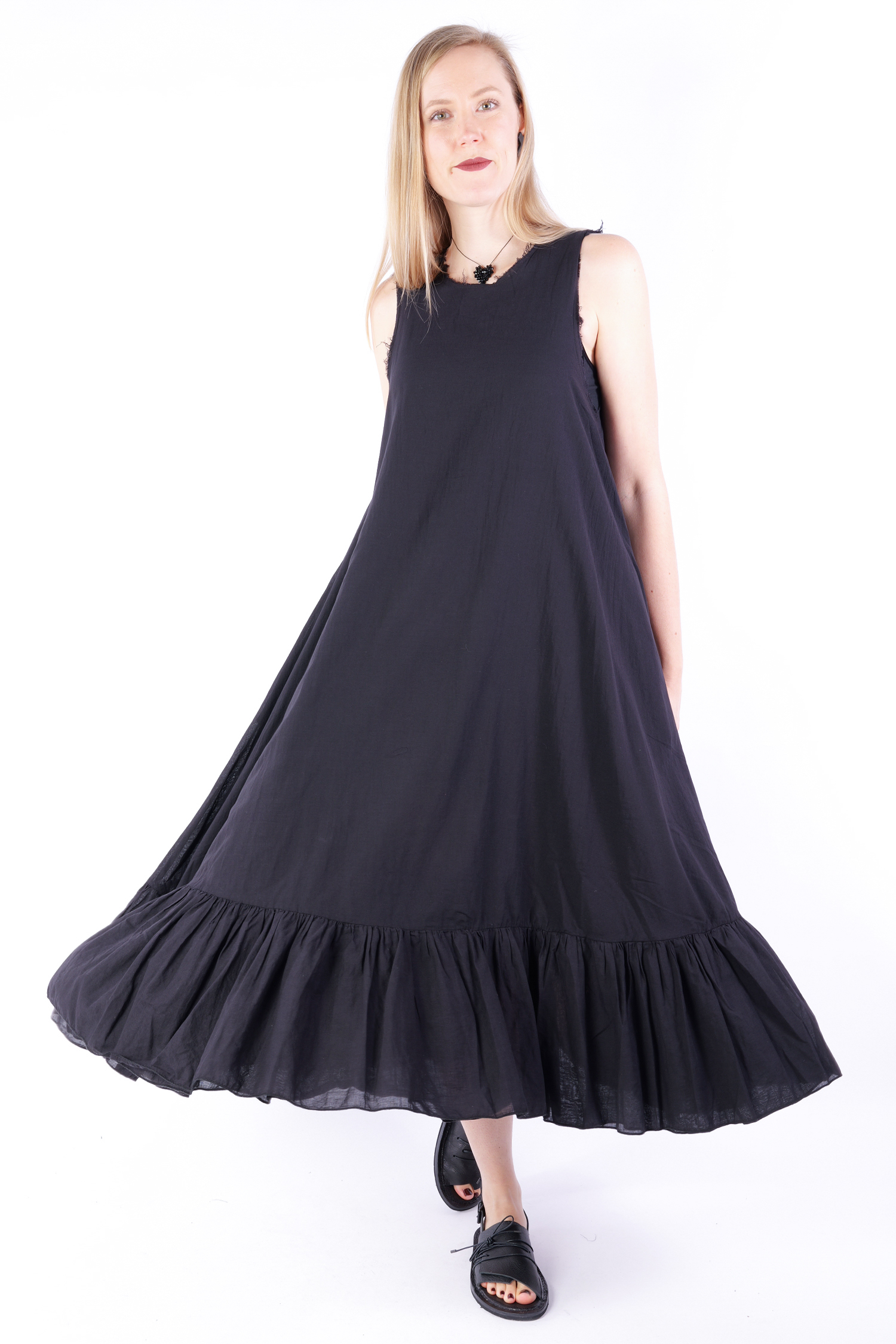 Dress with ruffled hem - Black - 1106