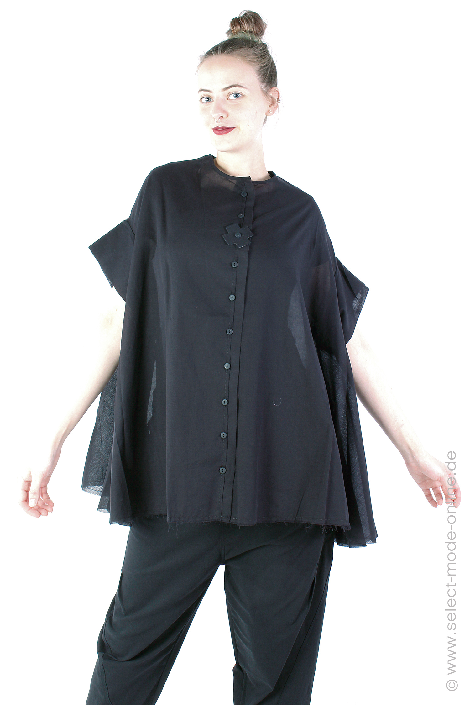 Semi-transparente Bluse - Schwarz - 4021