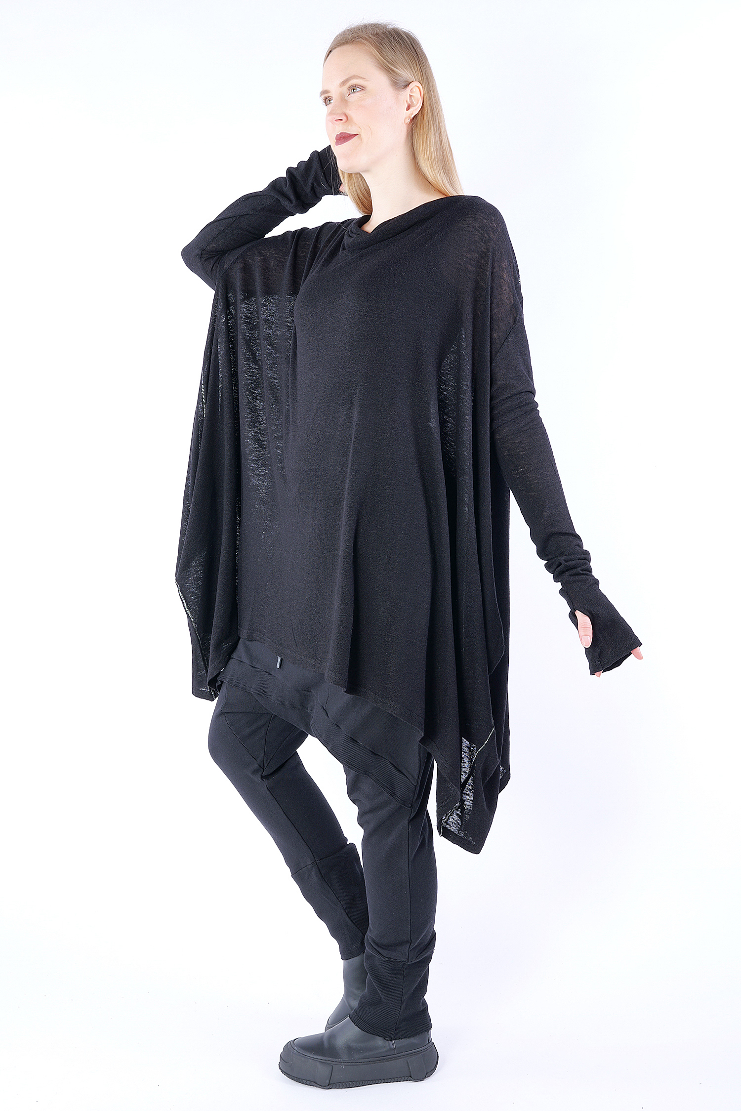 Draped oversize tunic - black - M130