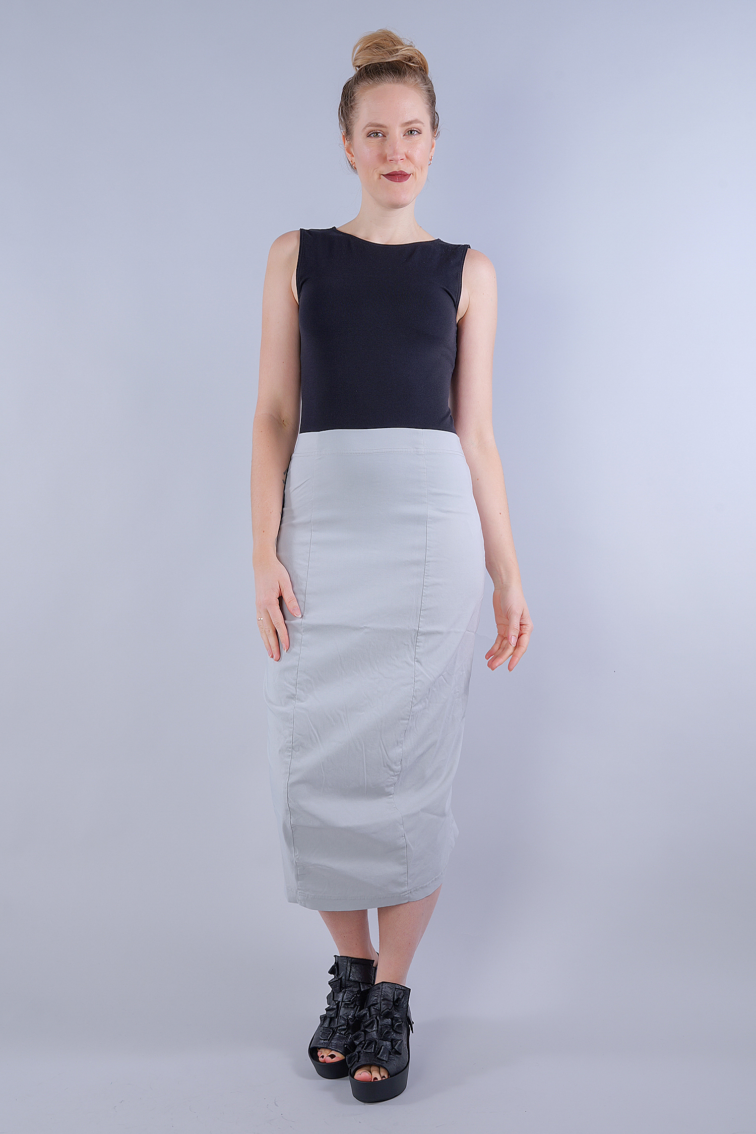 Narrow stretch skirt - 1253440335 - grey